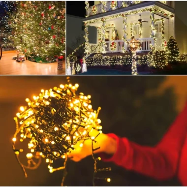 Bóng Dây Đen 100M-800 LED Trang Trí Giáng Sinh Noel, Ánh Sáng Vàng Rực Rỡ, Giá 492k 2