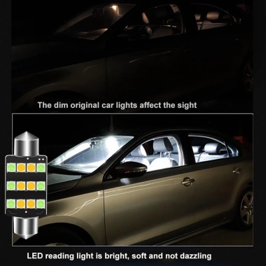 Bóng đèn LED ba màu T10 C5W/W5W 31‑41mm, tiết kiệm năng lượng, sáng mạnh, giá ưu đãi 3