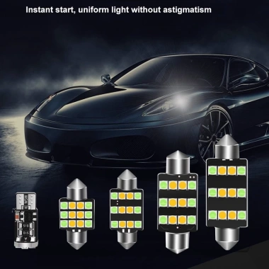 Bóng đèn LED ba màu T10 C5W/W5W 31‑41mm, tiết kiệm năng lượng, sáng mạnh, giá ưu đãi 7