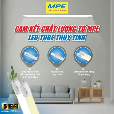 Bóng Đèn LED Tuýp MPE 18W 1m2 Trắng - Tiết kiệm, Bảo hành 1 đổi 1, Giá 73.000 VND