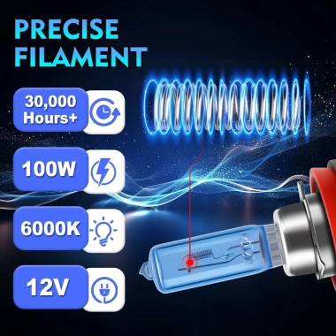 Bóng đèn pha Halogen 100W 6.000K 20.000LM Siêu Trắng Plug‑N‑Play Canbus cho KIA Sorento UM 2.016‑2.023 – Độ sáng 800%