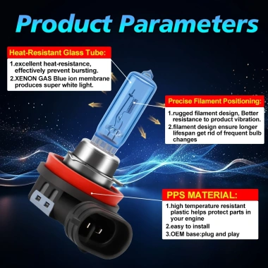 Bóng đèn pha Halogen 100W 6.000K 20.000LM Siêu Trắng Plug‑N‑Play Canbus cho KIA Sorento UM 2.016‑2.023 – Độ sáng 800%