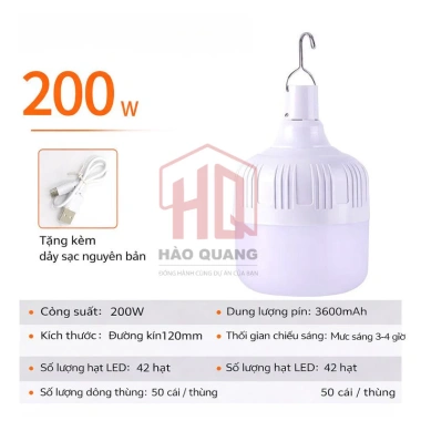 Bóng Đèn Tích Điện 200W Siêu Sáng - Móc Treo, Dùng Khi Mất Điện, Giá 51.552 VND 3 Bóng Đèn Tích Điện 200W Siêu Sáng - Móc Treo, Dùng Khi Mất Điện, Giá 51.552 VND 3