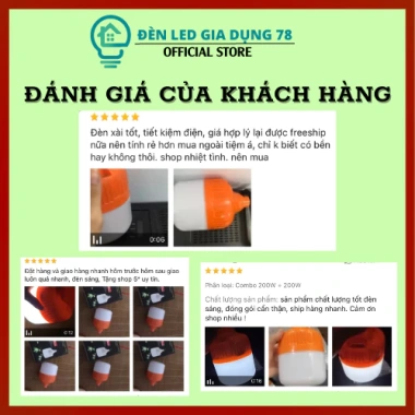 Bóng đèn tích điện 50W-200W, chống nước, sạc USB tiện lợi, giá 45.000đ 5