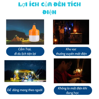 Bóng đèn tích điện 50W-200W, chống nước, sạc USB tiện lợi, giá 45.000đ 6