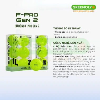 Bóng Facolos F-Pro Pickleball Gen 2 - Hiệu suất cao, giá chỉ 55.000₫, giảm mạnh 3 Bóng Facolos F-Pro Pickleball Gen 2 - Hiệu suất cao, giá chỉ 55.000₫, giảm mạnh 3
