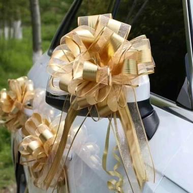 Bông hoa tú cầu 10 bông, nơ ruy băng viền voan size đại - Đám cưới, lễ tết, giỏ quà GIOVA 6