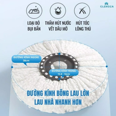 Bông Lau Nhà 360 Độ Areti 3A Sợi Microfiber Siêu Thấm Hút Dày Dặn 22.579 VND 4