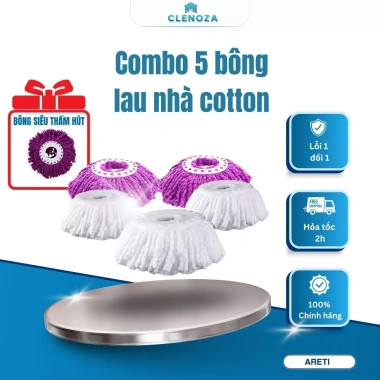 Bông lau nhà 360 độ Areti chất 100% cotton, thay thế mọi cây lau, giá 9.000đ