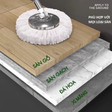 Bông lau nhà 360 độ Areti chất 100% cotton, thay thế mọi cây lau, giá 9.000đ