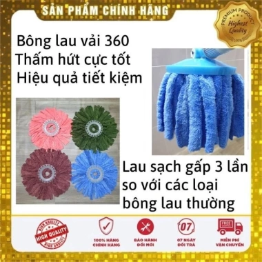 Bông lau nhà 360 độ thay thế mâm tròn 16cm, vải cao cấp siêu mềm, thấm hút, bám dính, sạch gấp 3 lần - Giá chỉ 22.000đ 5