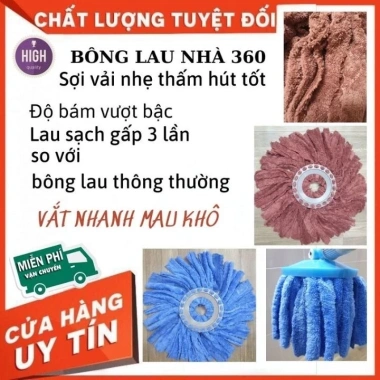 Bông lau nhà 360 độ thay thế mâm tròn 16cm, vải cao cấp siêu mềm, thấm hút, bám dính, sạch gấp 3 lần - Giá chỉ 22.000đ 6