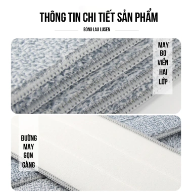 Bông lau nhà LUSEN LX45 45x12cm cho chổi tự vắt - Giá chỉ 29.000đ 7 Bông lau nhà LUSEN LX45 45x12cm cho chổi tự vắt - Giá chỉ 29.000đ 7