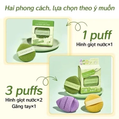 Bông mút rửa mặt bọt biển AMORTALS hình giọt nước làm sạch da mặt, giá 38.900₫