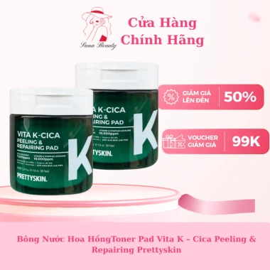 Bông Nước Hoa Hồng Toner Pad Vita K - Cica Peeling & Prettyskin, giá ưu đãi 450k