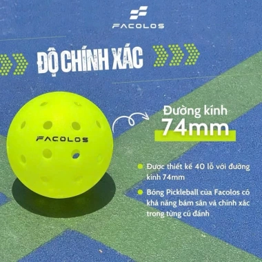 Bóng Pickleball Facolos F-Pro Đúc Nguyên 40 Lỗ 74mm - Tiêu Chuẩn, Giá 280k Giảm tới 20%