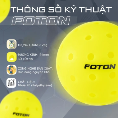 Bóng Pickleball FOTON Pro 48 lỗ - Bay ổn định, tốc độ cao, giá chỉ 25.000₫ 2 Bóng Pickleball FOTON Pro 48 lỗ - Bay ổn định, tốc độ cao, giá chỉ 25.000₫ 2