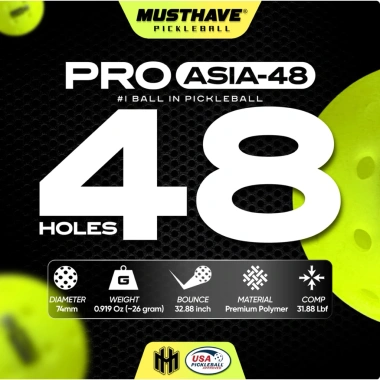 Bóng Pickleball Limited Edition 48 Lỗ PRO ASIA-48 - Tốc Độ Cao, Độ Chính Xác Tuyệt Đối, USAPA Certified - Giá 74.000₫