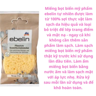 Bông rửa mặt ebelin Kosmetikschwämmchen 100% sợi thực vật – Làm sạch sâu không cần sữa rửa, bộ 2 chiếc 60k