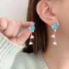 Bông tai bạc 925 cánh hoa xanh men, thiết kế dầu nhỏ giọt - giảm giá 16% chỉ 112.987đ