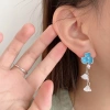 Bông tai bạc 925 cánh hoa xanh men, thiết kế dầu nhỏ giọt - giảm giá 16% chỉ 112.987đ 2