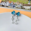 Bông tai bạc 925 cánh hoa xanh men, thiết kế dầu nhỏ giọt - giảm giá 16% chỉ 112.987đ 3