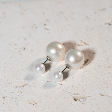 Bông Tai Bạc 925 mạ vàng đính ngọc trai size 12ly - Ngọc Trai Trường Thịnh