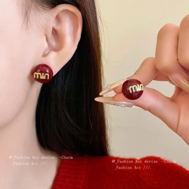 Bông tai bạc hoa anh đào inset chữ - Lễ hội và hàng ngày, giá ưu đãi 31.960₫