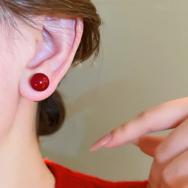 Bông tai bạc kim đỏ hai cánh trái tim ngọt ngào, thoáng mát cho nữ - Giá ưu đãi 29.140₫