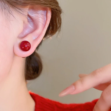 Bông tai bạc kim đỏ hai cánh trái tim ngọt ngào, thoáng mát cho nữ - Giá ưu đãi 29.140₫