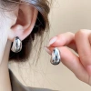 Bông tai bạc kim loại hình bầu dục giọt nước - Cá tính cho nữ, giá 33.840₫ 5