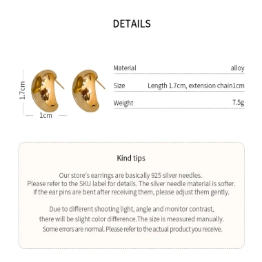 Bông tai bạc kim loại hình bầu dục giọt nước - Cá tính cho nữ, giá 33.840₫ 9