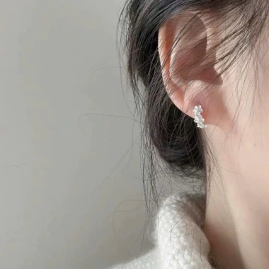 Bông tai bạc nữ CHY SILVER dạng bấm 3 bông hoa tiểu thư nhẹ nhàng, bạc thật