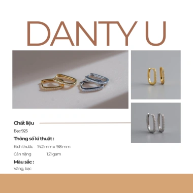 Bông tai bạc nữ Danty Jesmee dáng chữ U 925 – Khuyên tai thanh lịch, giá 359.000₫ 2