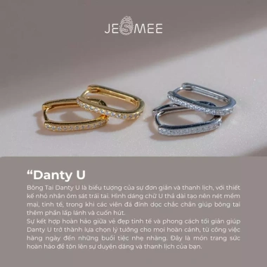 Bông tai bạc nữ Danty Jesmee dáng chữ U 925 – Khuyên tai thanh lịch, giá 359.000₫ 3