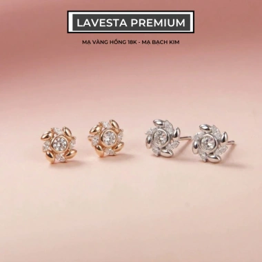 Bông tai bạc nữ mạ vàng hồng 18K & bạch kim LAVESTA LAV096 Holland Loveshine - Giá chỉ 610.000