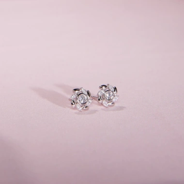 Bông tai bạc nữ mạ vàng hồng 18K & bạch kim LAVESTA LAV096 Holland Loveshine - Giá chỉ 610.000
