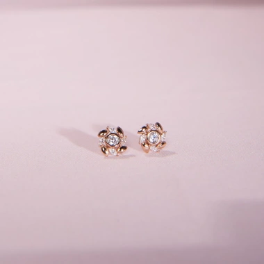 Bông tai bạc nữ mạ vàng hồng 18K & bạch kim LAVESTA LAV096 Holland Loveshine - Giá chỉ 610.000