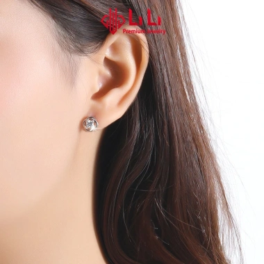 Bông tai bạc nữ S925 LiLi hình cỏ 4 lá may mắn đính đá CZ cao cấp Shelby