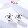 Bông tai bạc nữ S925 LiLi hình cỏ 4 lá may mắn đính đá CZ cao cấp Shelby 4