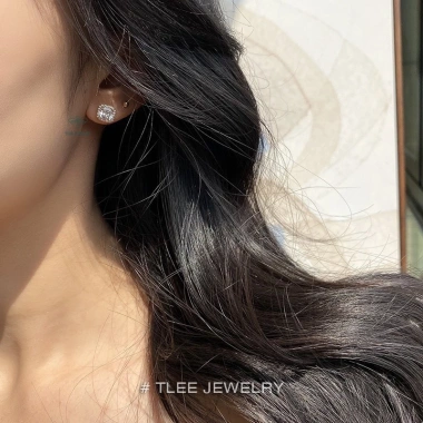 Bông tai bạc nữ TLEE đá vuông lớn sang trọng - Giá ưu đãi 416,000 VND TLEE JEWELRY B224