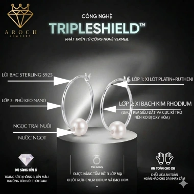 Bông tai bạc s925 ngọc trai E3.828 AROCH JEWELRY - Giá ưu đãi 348.000 VND, sang trọng, bền lâu