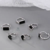 Bông tai bạc TLEE tròn chốt bấm hình khối sơn đen cá tính JEWELRY, giá 260.000₫ 3