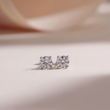 Bông tai bạc xi bạch kim - Moissanite 5 ly, Kiểm định GRA, hiện đại, Giá 680k 3