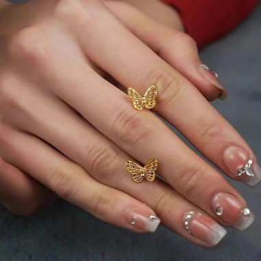 Bông tai bướm rỗng vàng 18K Ả Rập chính hãng - Phụ kiện trang sức quà tặng nữ