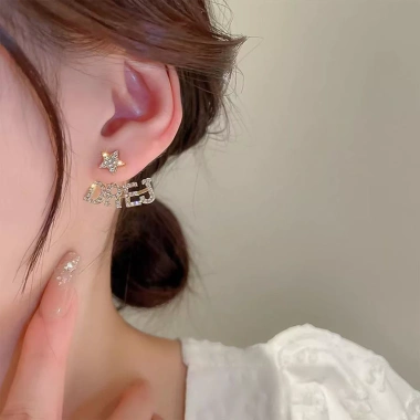 bông tai chữ ngôi sao năm cánh bạc S925 đính kim cương phong cách Hàn Quốc giảm giá 20% 8