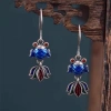 Bông tai cloisonne Koi xanh epoxy - phong cách retro Trung Hoa, quà tặng mẹ