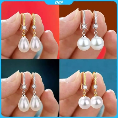 Bông tai DCP màu đỏ trắng ngọc trai thả nhẹ, phù hợp đám cưới, đính hôn và quà Valentine 5