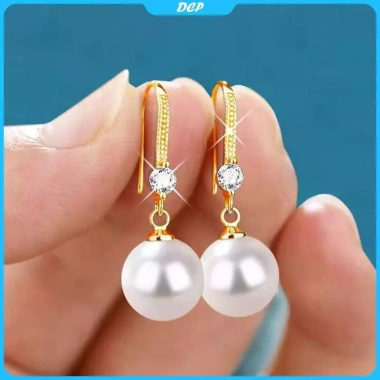 Bông tai DCP màu đỏ trắng ngọc trai thả nhẹ, phù hợp đám cưới, đính hôn và quà Valentine 7