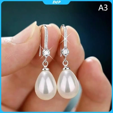 Bông tai DCP màu đỏ trắng ngọc trai thả nhẹ, phù hợp đám cưới, đính hôn và quà Valentine 11